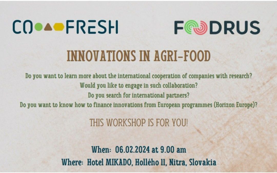 The Food Innovation Incubator was presented at a workshop co-organised by CO-FRESH and FOODRUS